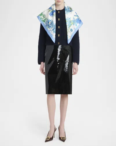 Ferragamo Spring-print Silk Scarf In Blue