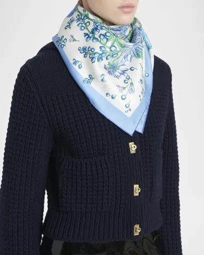 Ferragamo Spring-print Silk Scarf In Blue