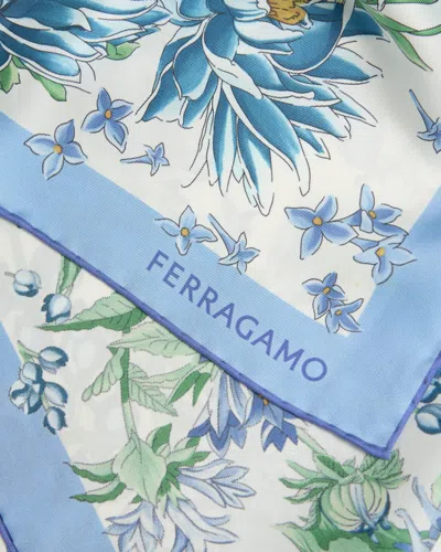 Ferragamo Spring-print Silk Scarf In Blue