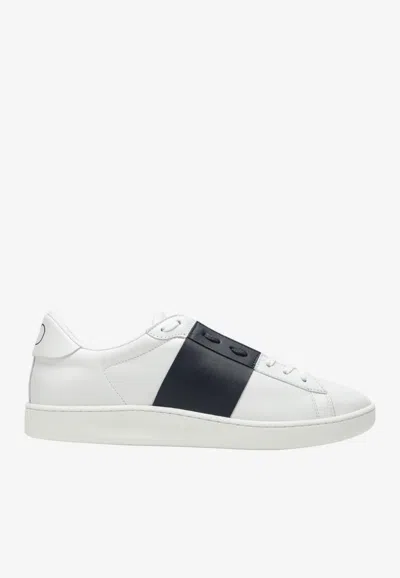 Valentino Garavani Minimalist Leather Sneakers With Contrasting Stripe Detail And Vlogo Signature In White