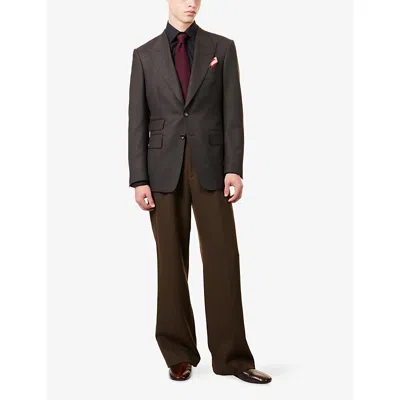 Tom Ford Single-breasted Suit Jacket In Brown