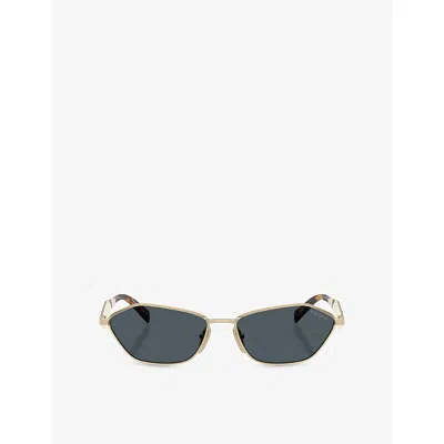 Prada Geometric-frame Sunglasses In Gold