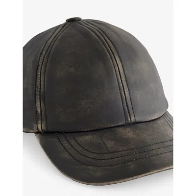 Found Mens  Distressed Leather Cap In Brown