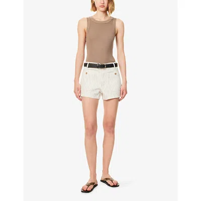 Frame The Cruise Striped Cotton Denim Shorts In Multi
