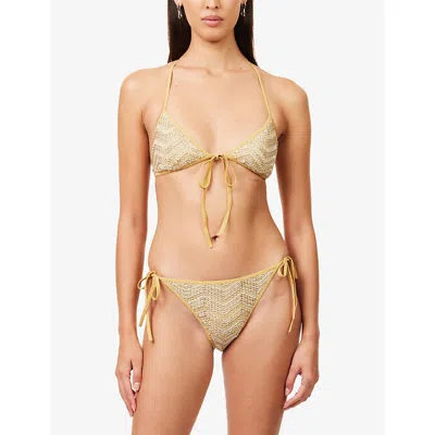 Missoni Triangle Mesh Bikini With Zigzag Pattern And Sequins In Black