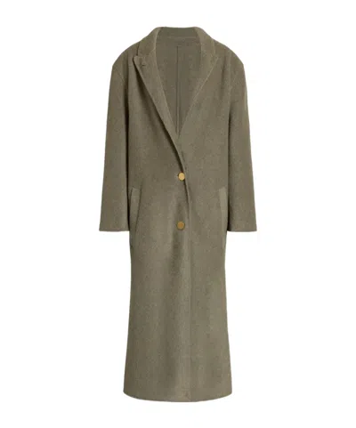 Alberta Ferretti Alberta Ferreti Grey Wool Silk Single Breasted Coat In Green