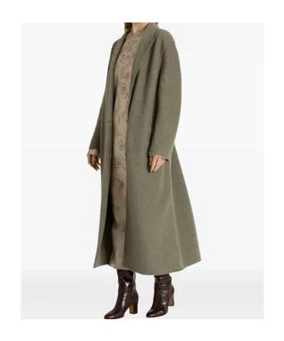 Alberta Ferretti Alberta Ferreti Grey Wool Silk Single Breasted Coat In Green