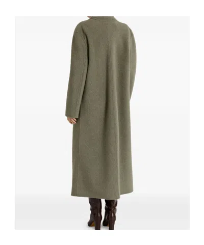 Alberta Ferretti Alberta Ferreti Grey Wool Silk Single Breasted Coat In Green