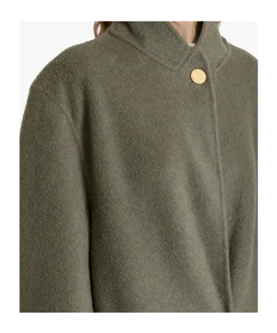 Alberta Ferretti Alberta Ferreti Grey Wool Silk Single Breasted Coat In Green