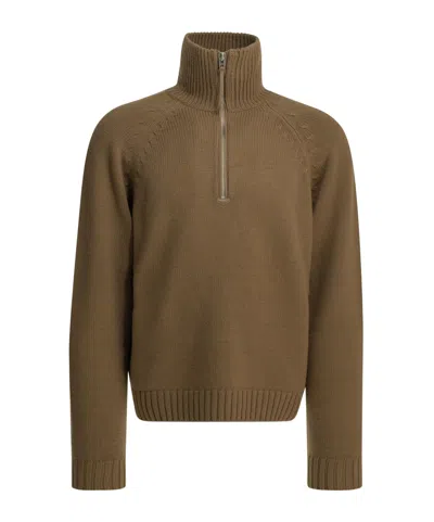 Tom Ford Cashmere Wool Blend Half Zip Pullover In Brown