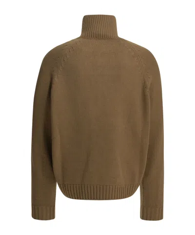 Tom Ford Cashmere Wool Blend Half Zip Pullover In Brown