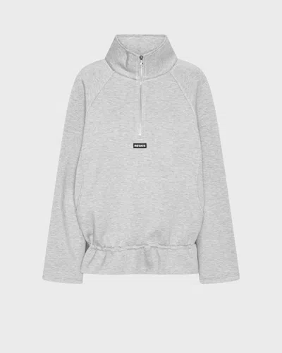 Rotate Birger Christensen Half Zip Light Grey Melange Scuba Jacket In Gray
