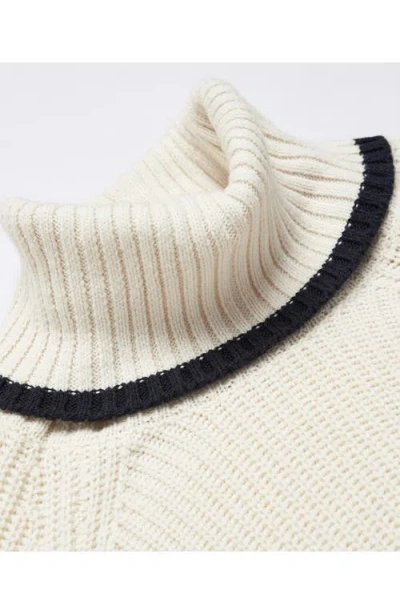 Mango Stripe Turtleneck Sweater In White