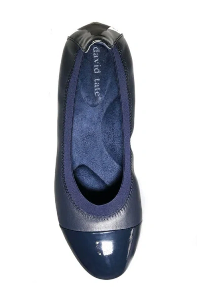 David Tate Nicole Cap Toe Flat In Blue