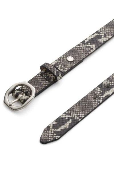 Rag & Bone Small Audrey Snake Embossed Leather Belt In Gray