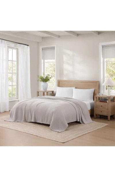 Tommy Hilfiger Cotton Pique Solid Blanket In Gray