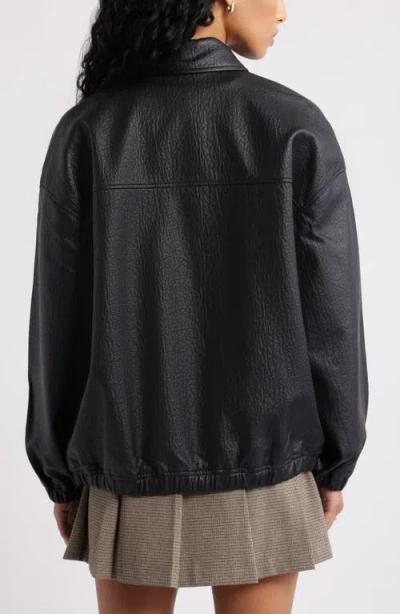 Open Edit Oversize Faux Leather Jacket In Multi