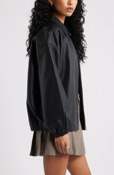 Open Edit Oversize Faux Leather Jacket In Multi