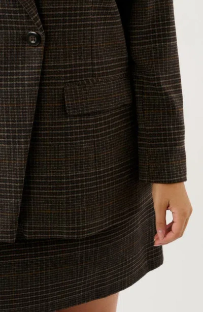 Estelle Noel Check Double Breasted Blazer In Brown