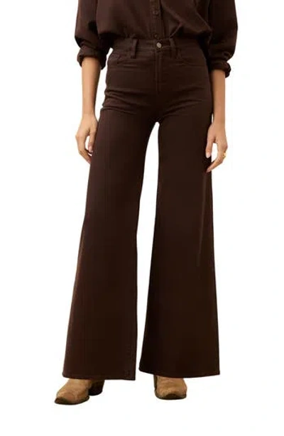 Faherty Saturday High Rise Wide Leg Jeans In Chocolate Brown