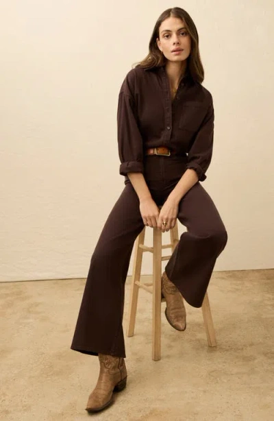 Faherty Saturday High Rise Wide Leg Jeans In Chocolate Brown