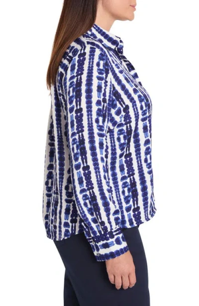 Nic + Zoe Shibori Stripe Top In Multi