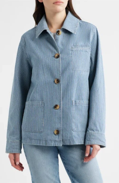Bernardo Stripe Denim Jacket In Blue