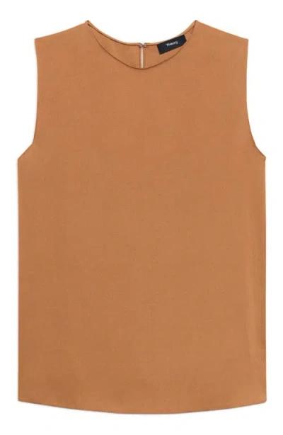 Theory Sleeveless Silk Blouse In Orange