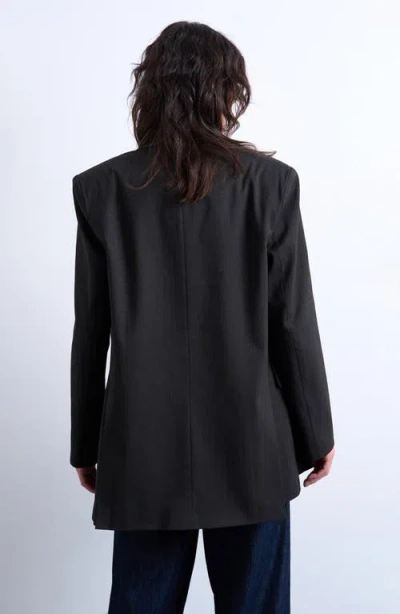 Topshop Pinstripe Double Breasted Blazer In Blue