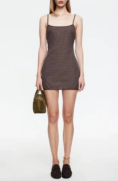 Lioness Voyage Mini Dress Chocolate Plaid In Brown