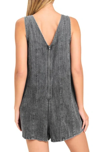 Flying Tomato Washed Denim Romper In Gray
