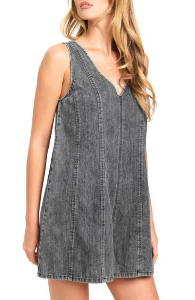 Flying Tomato Washed Denim Romper In Gray