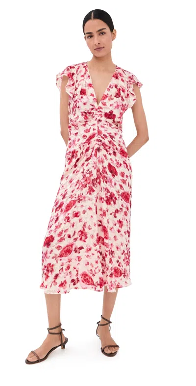 Isabel Marant Lindsay Floral Ruched Jacquard Midi Dress In Multi