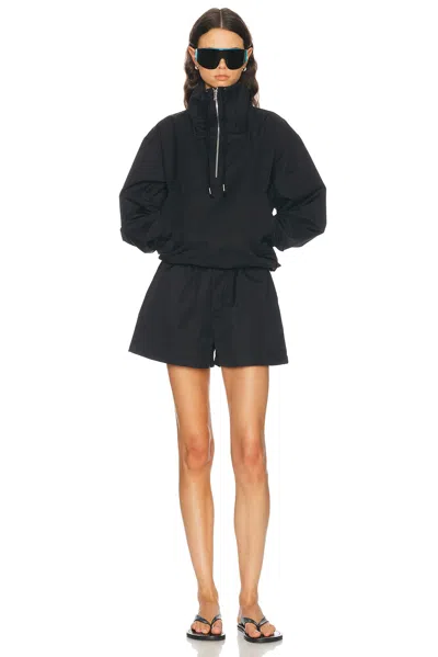 Agolde Lydia Toggle Waist Cotton Blend Shorts In Black