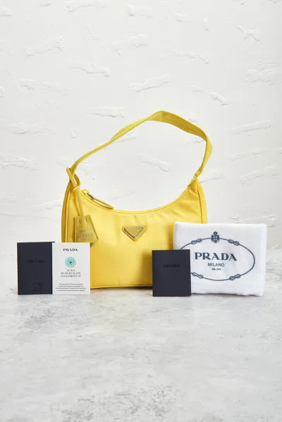 Pre-owned Prada Re-edition 2000 Re-nylon Shoulder Bag In Yellow