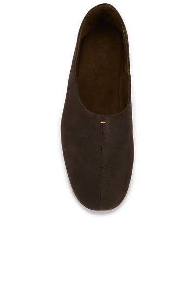 Khaite Jane Classic Suede And Python Print Ballet Flats In Brown