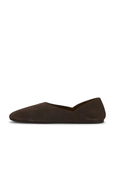 Khaite Jane Classic Suede And Python Print Ballet Flats In Brown