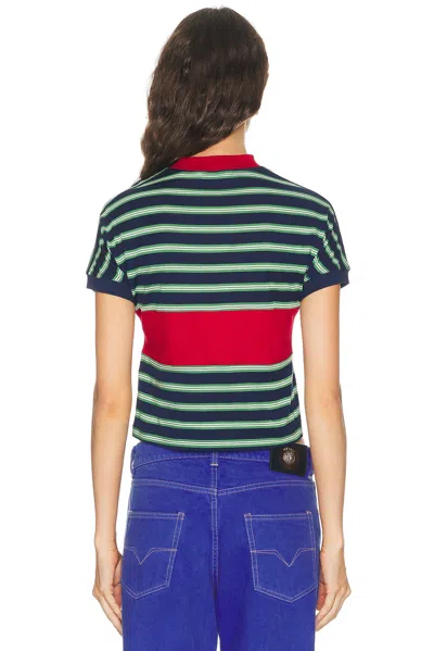Versace Logo-embroidered Striped Cotton-jersey T-shirt In Black
