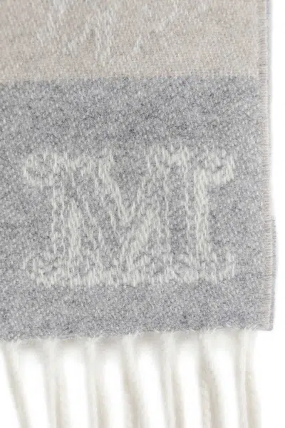 Max Mara Checkered Monogram Scarf In Gray