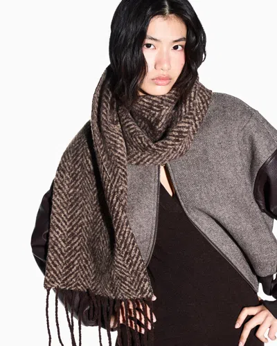 Armani Exchange Stole Herringbone Pattern In Brown
