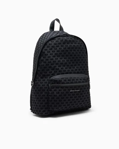 Armani Exchange Backpack In Smooth Technical Fabric In Black