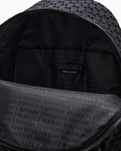 Armani Exchange Backpack In Smooth Technical Fabric In Black