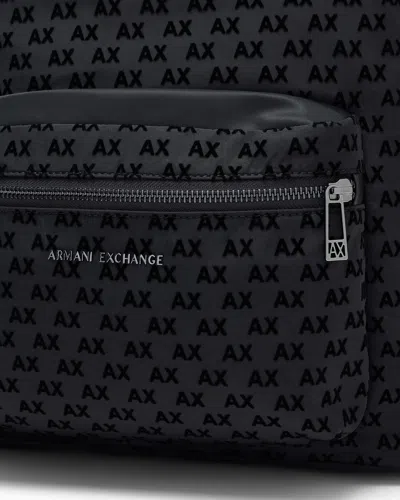 Armani Exchange Backpack In Smooth Technical Fabric In Black