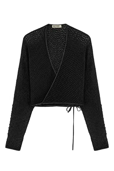 Nocturne Wrap Mesh Blouse In Black