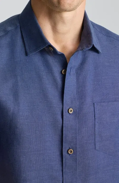 Untuckit Cameron Solid Wrinkle Resistant Linen Button-up Shirt In Blue