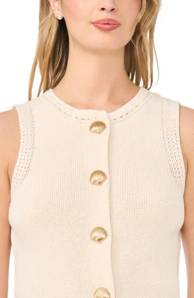 Cece Shell Button Sweater Vest In White
