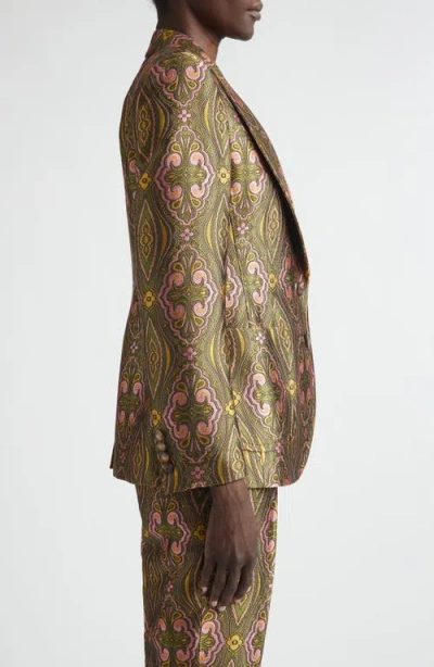 Etro Single-breasted Jacquard Tailored Jacket In Multi