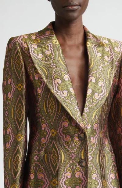 Etro Single-breasted Jacquard Tailored Jacket In Multi