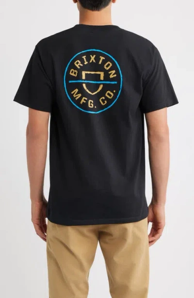Brixton Crest Cotton Graphic T-shirt In Multi