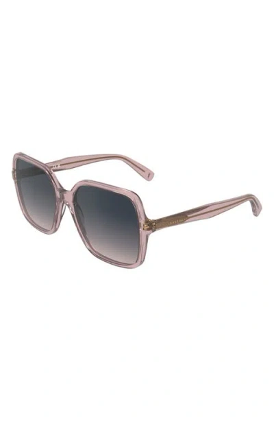 Longchamp Le Pliage 57mm Gradient Modified Rectangular Sunglasses In Gray